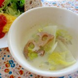 白菜とレンコンの豆乳スープ